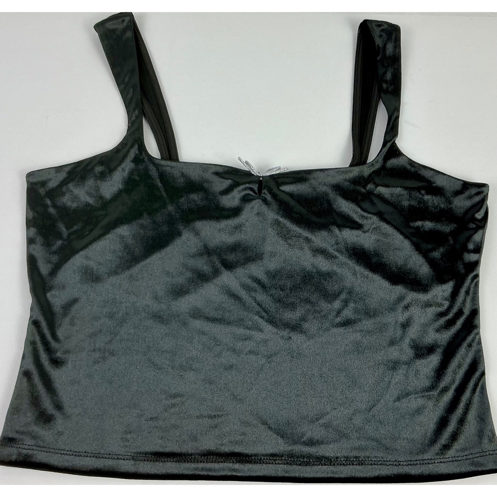 Wild Fable Velvet Cropped Cami Tank Top Cute Bow Accent Womens Medium Black